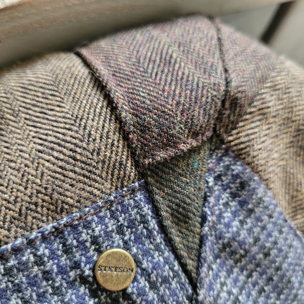 Stetson Patchwork Flat Cap - Blue And Brown - image 5